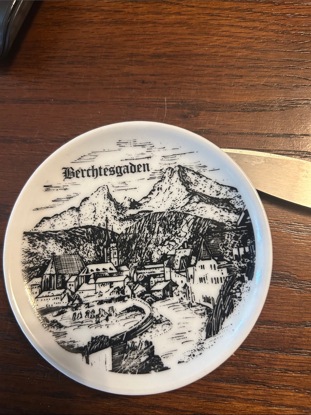 Berchtesgaden Decorative Porcelain Plate - Black & White Scenic